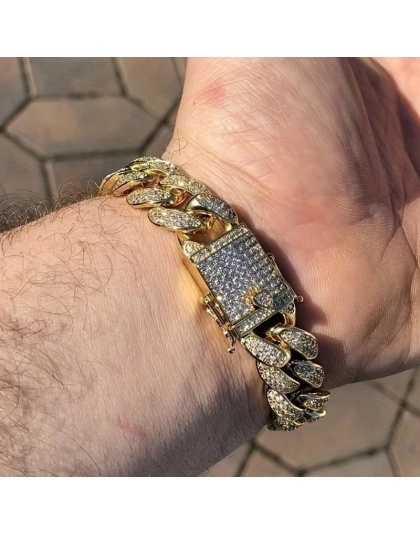 Luxury Iced Out Cuban Link Chain Bracelet for Men