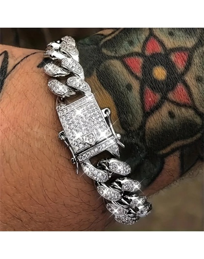 Luxury Iced Out Cuban Link Chain Bracelet for Men