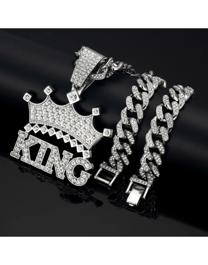 Men Hip Hop Crown with King Pendant Necklace