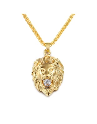 Lion Head Pendant Necklace For Men