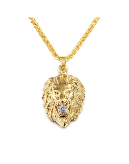 Lion Head Pendant Necklace For Men